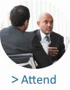 Attend button showing two businesspeople in conversation
